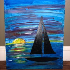 Sailboat in Sunset Painting